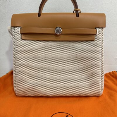 Hermes Herbag 2 in 1 Backpack Toile GM (Collectible Vintage)