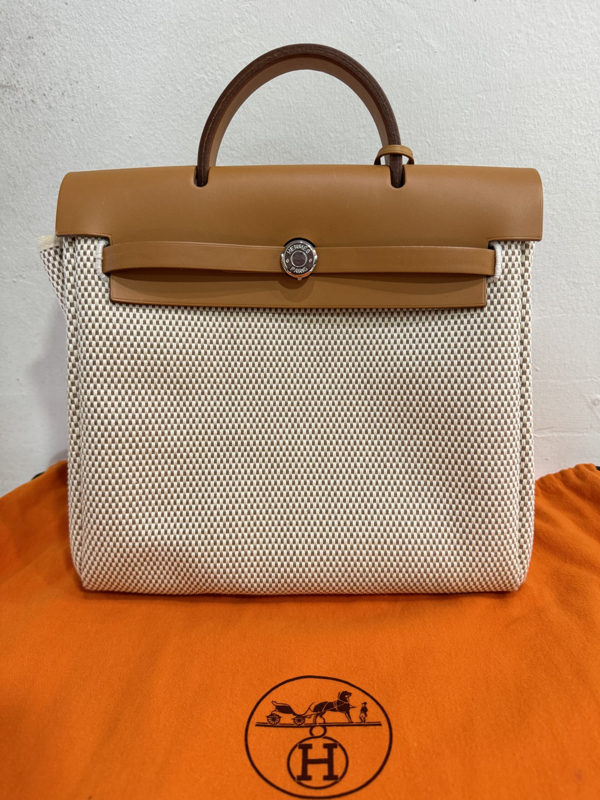 Hermes Herbag 2 in 1 Backpack Toile GM (Collectible Vintage)