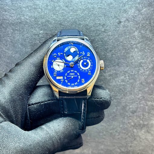 IWC Portuguese Perpetual Calendar In White Gold IW503203 (Rare Flat Blue Dial)