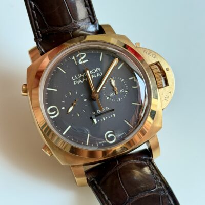 Rare Panerai Luminor 1950 Rattrapante 8 Days Oro Rosa, PAM00319 (Limited edition 300 pieces).