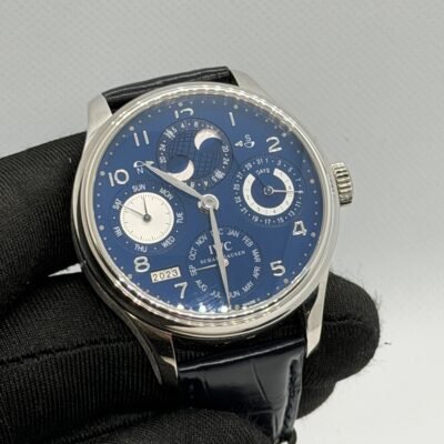 IWC Portuguese Perpetual Calendar In White Gold IW503203 (Rare Flat Blue Dial)