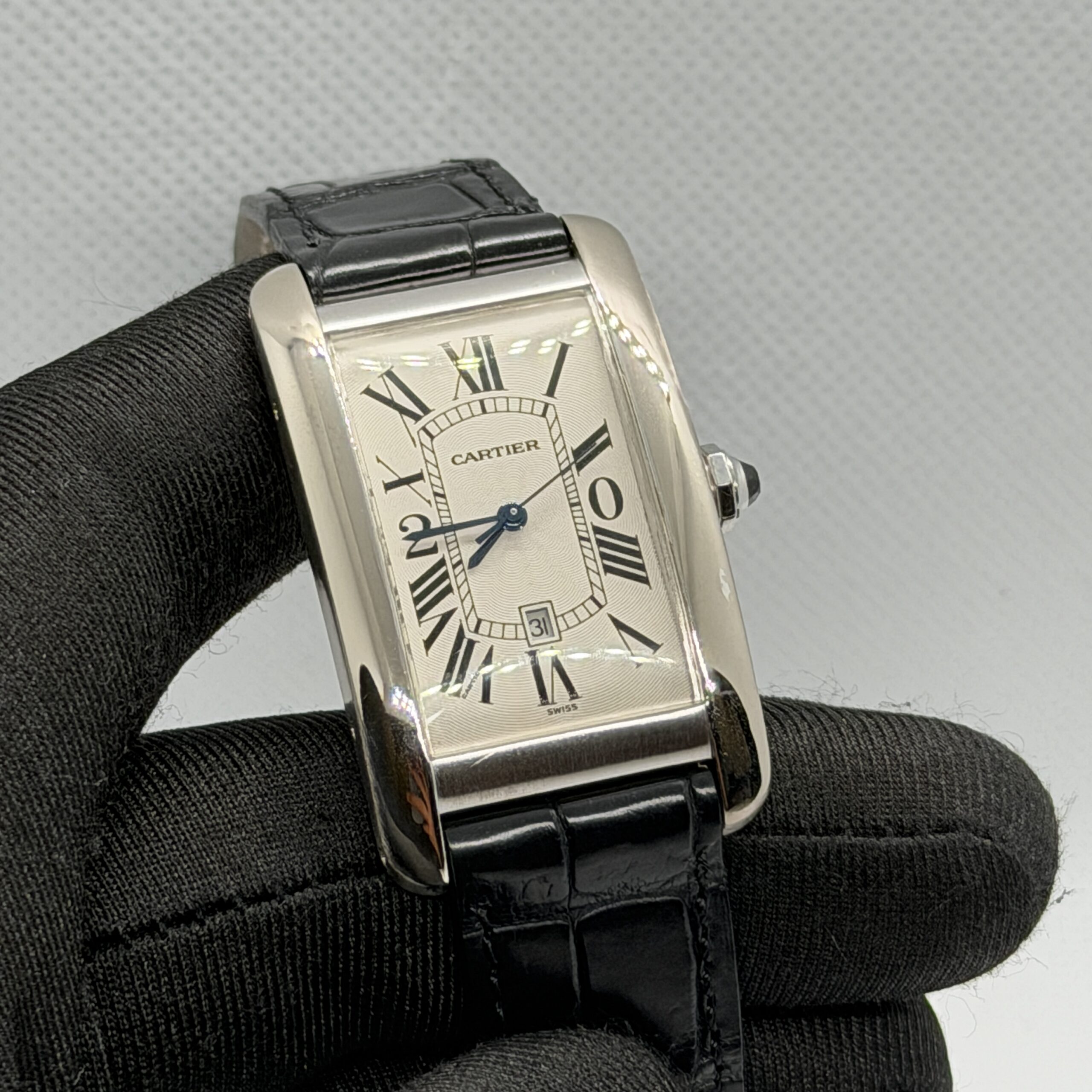 Very Rare Cartier Americaine Tank White Gold 20 Year Award Ref 1741