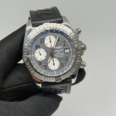 Breitling Chronomat Evolution Grey Dial On Rubber Strap